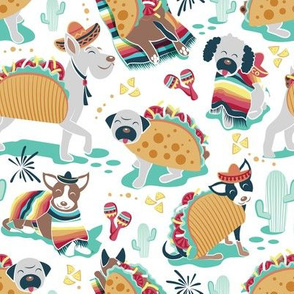 Small scale // Mexican tacos dogs team // white background