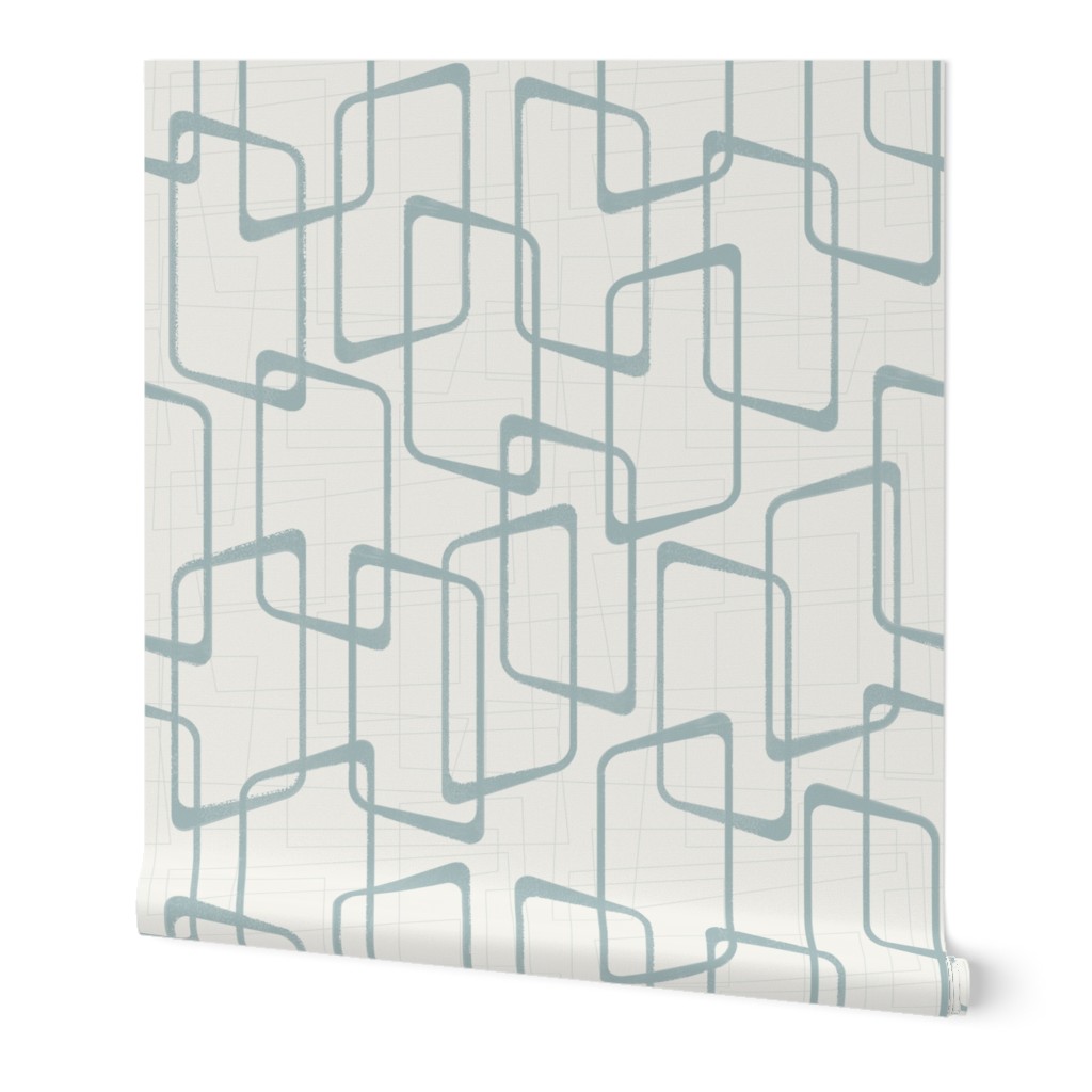 Reverse Dusty Blue Retro Geometric Pattern