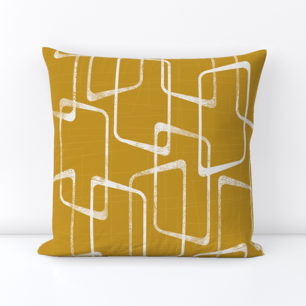Old Gold and Cream Retro Geometric Shapes Pattern