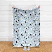 Scandi Woodland - cute forest animals - baby blue