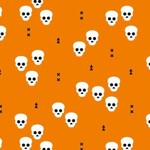Minimal geometric skulls and arrows design halloween horror print gender neutral orange