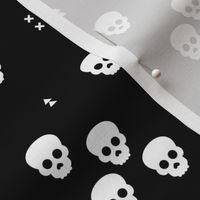 Minimal geometric skulls and arrows design halloween horror print gender neutral monochrome black and white