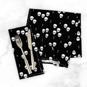 Minimal geometric skulls and arrows design halloween horror print gender neutral monochrome black and white