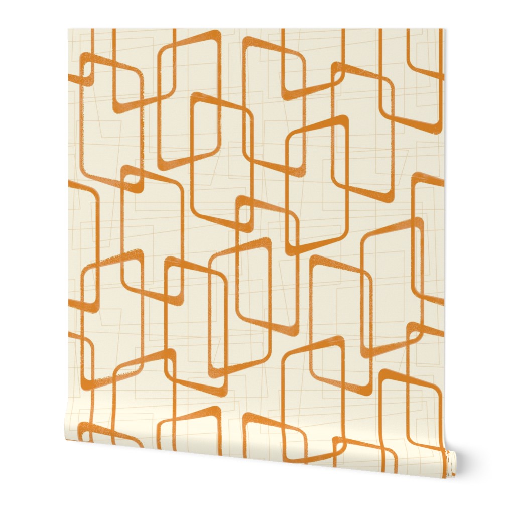 Reverse Faded Orange Retro Geometric Shapes Pattern