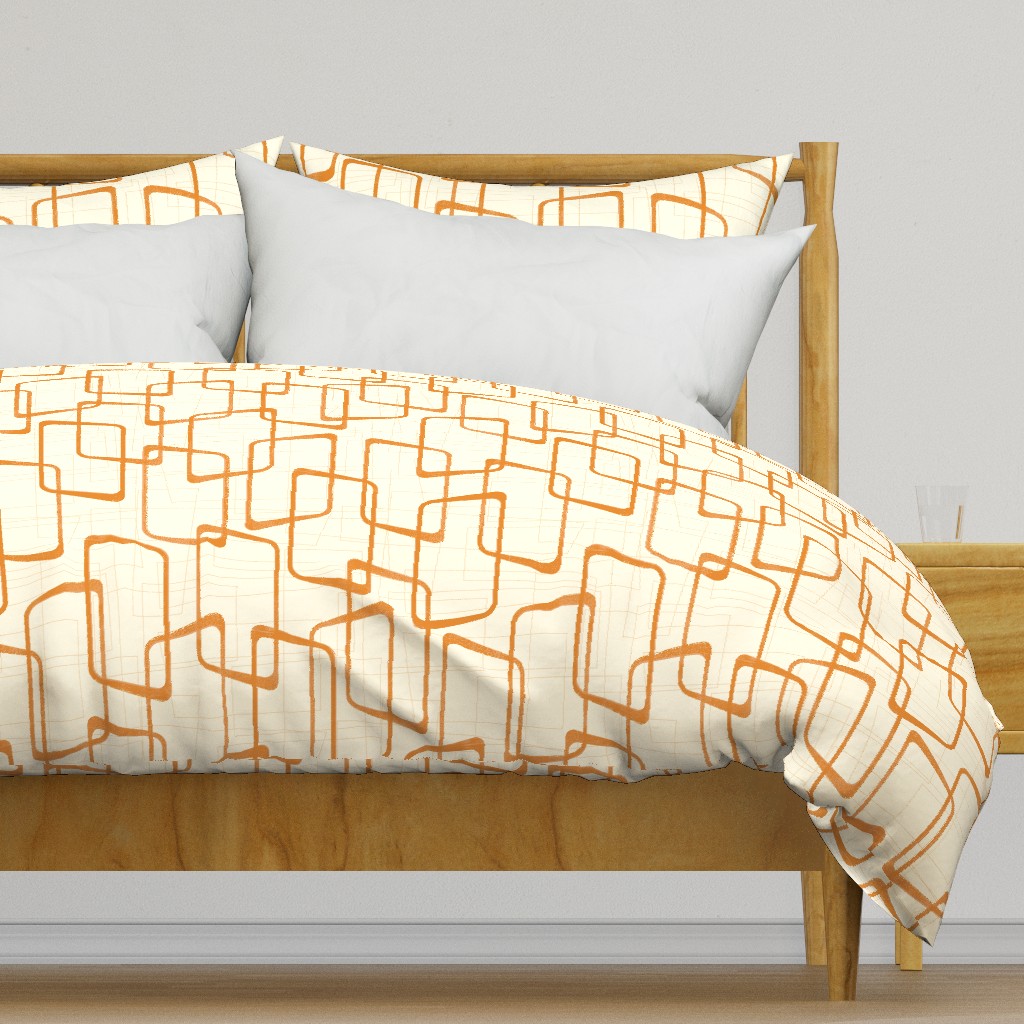 Reverse Faded Orange Retro Geometric Shapes Pattern