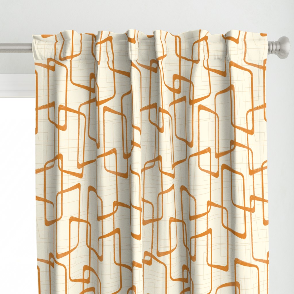 Reverse Faded Orange Retro Geometric Shapes Pattern