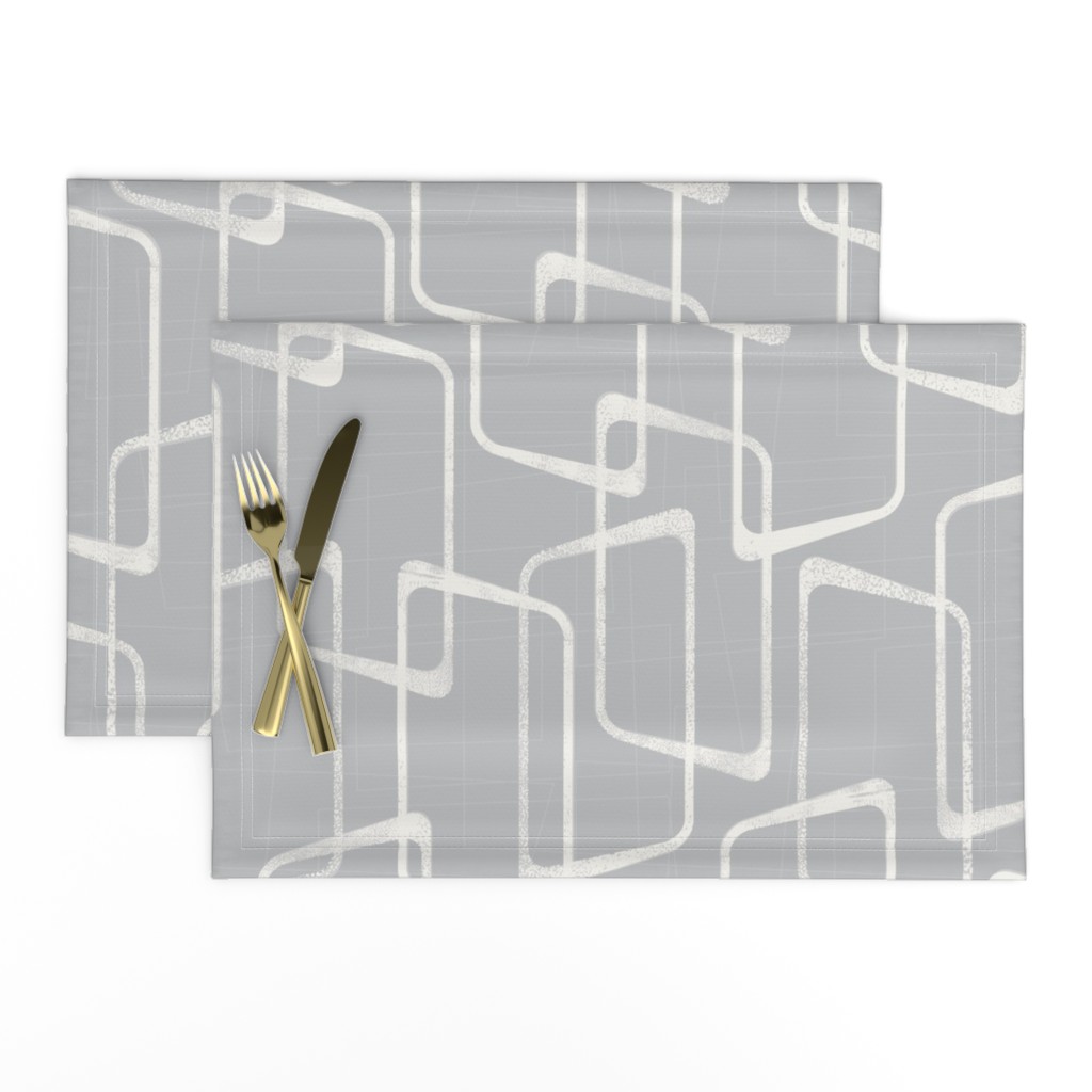 Retro Silver Gray  Lino Print Pattern