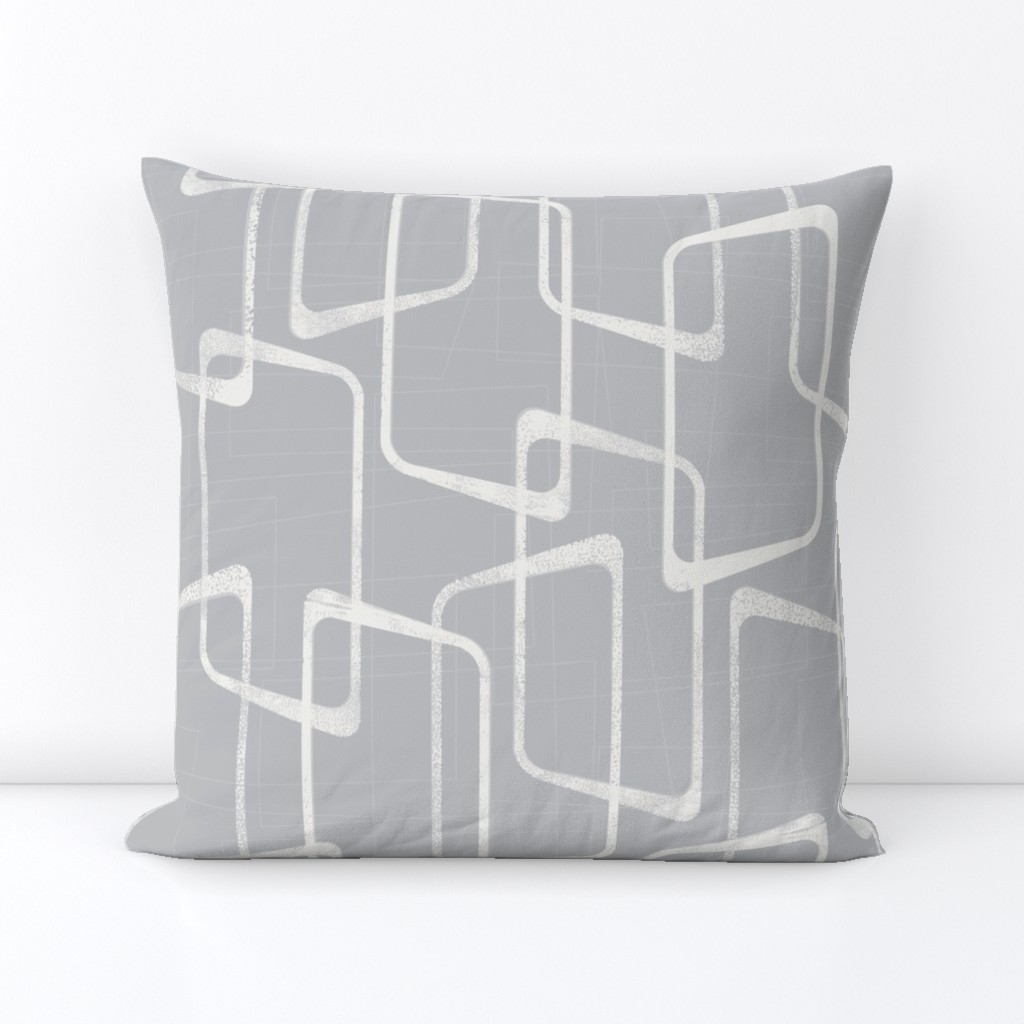 Retro Silver Gray  Lino Print Pattern