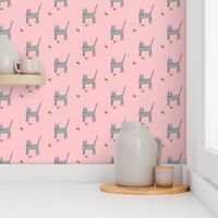 Cat and Mice - Pink Background