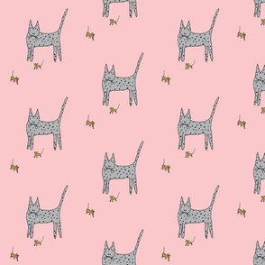 Cat and Mice - Pink Background