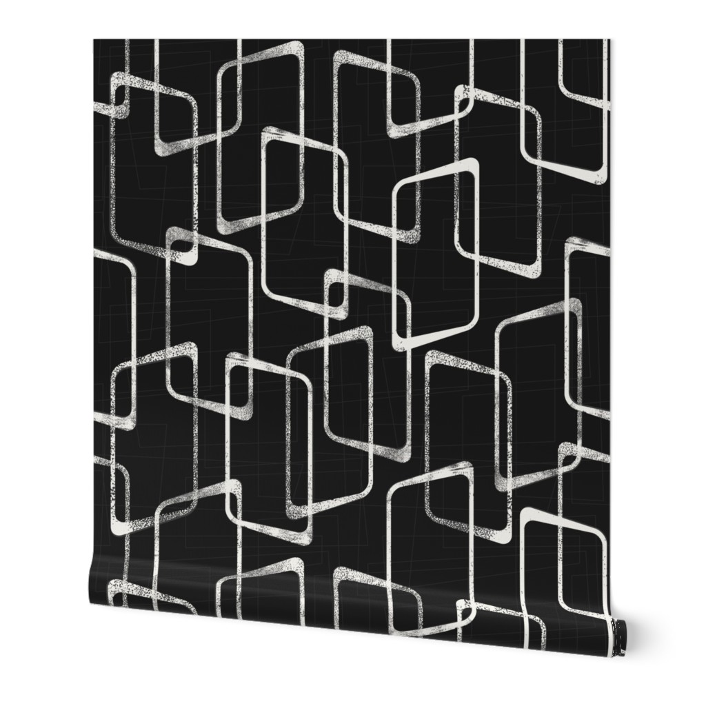 Soft Black and White Retro Geometric Pattern