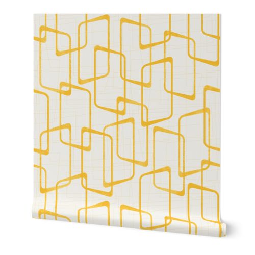 Reverse Retro Yellow Geometric Pattern | Spoonflower