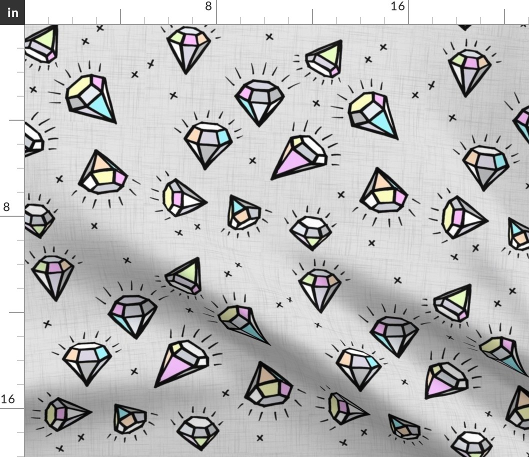 Pastel Coloured Diamonds on Linen - larger