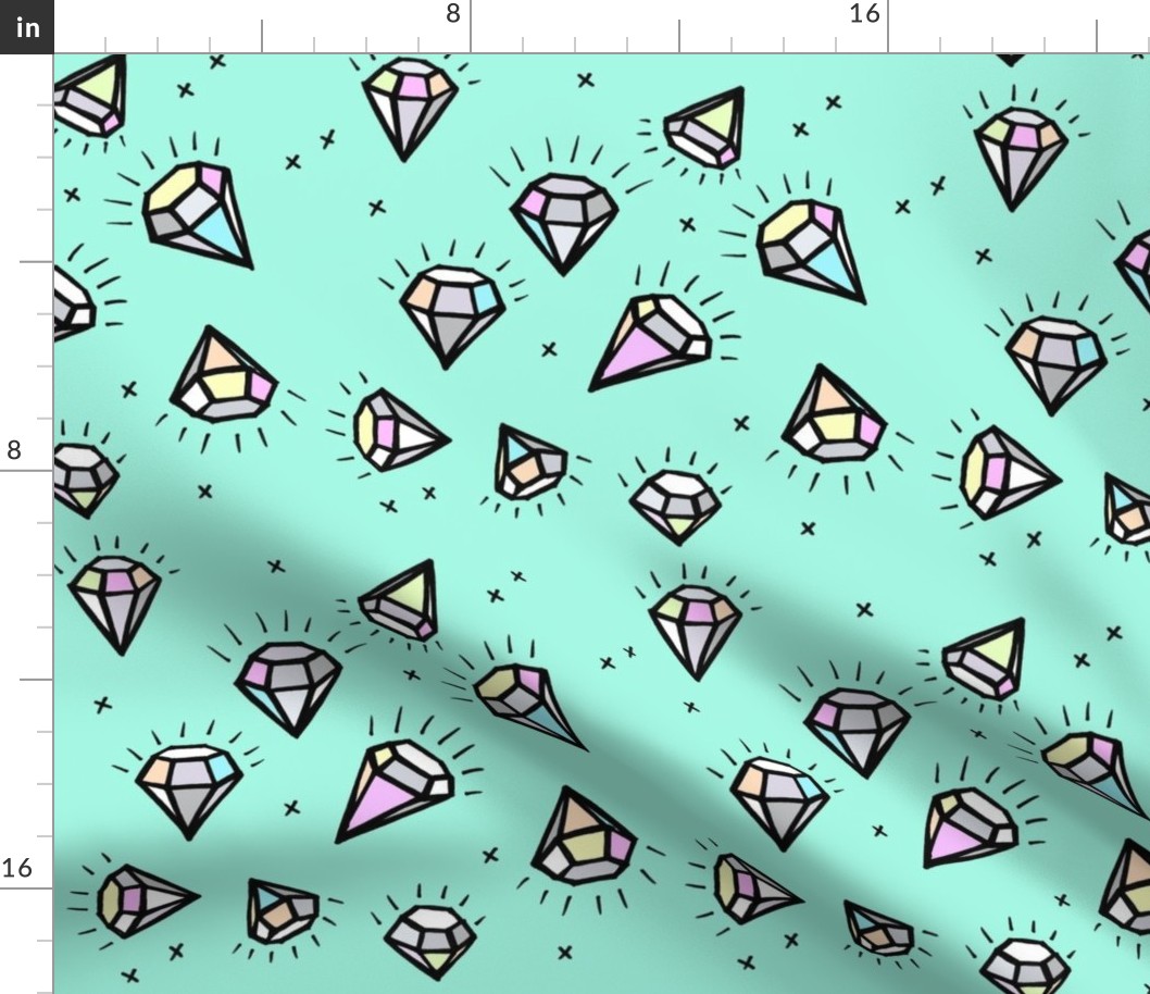 Pastel Coloured Diamonds on Mint - larger