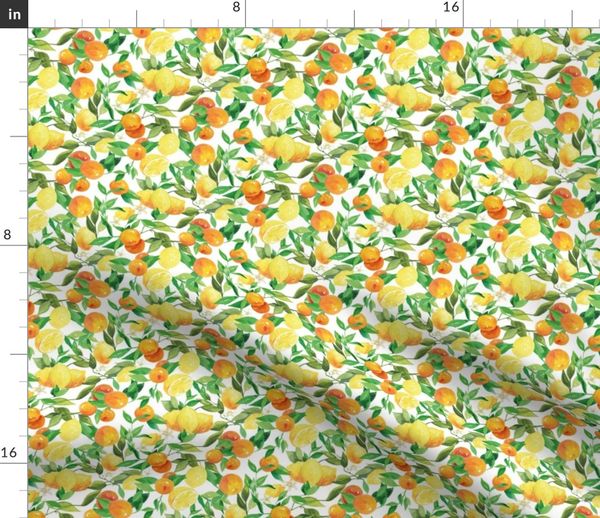 Watercolor Oranges And Lemons On White Spoonflower