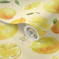 Watercolor Lemons - on yellow