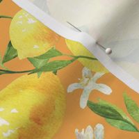 Watercolor Lemons - on orange