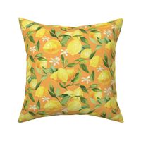 Watercolor Lemons - on orange