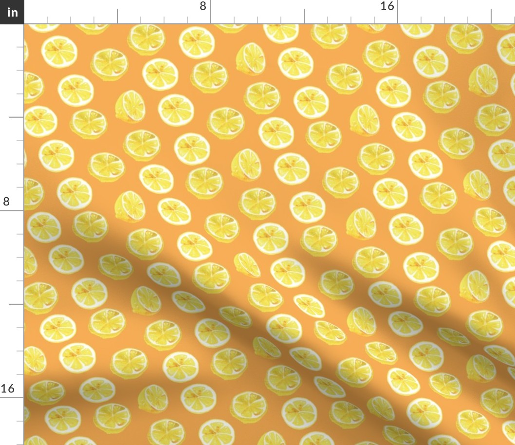 Watercolor Lemon Slices Polka dots - orange