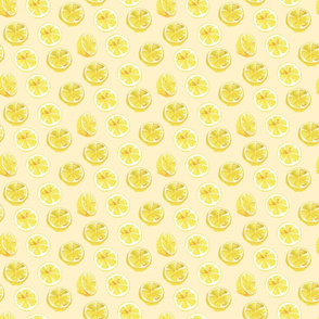 Watercolor Lemon Slices Polka dots - light yellow
