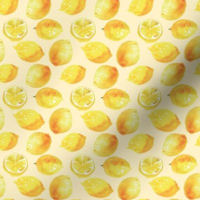 Watercolor Lemons Polka dots - yellow lemonade