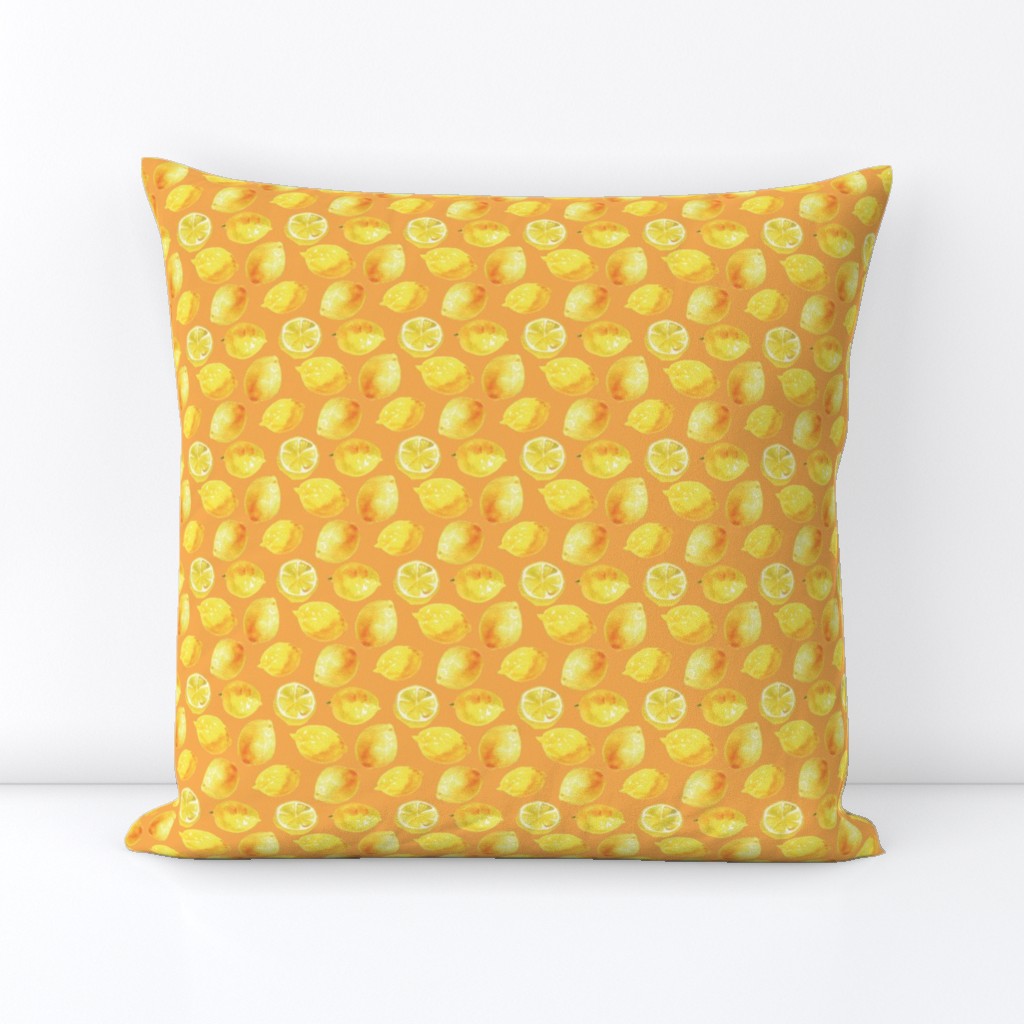 Watercolor Lemons Polka dots - yellow and orange