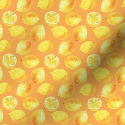 Watercolor Lemons Polka dots - yellow and orange