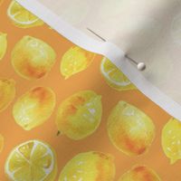 Watercolor Lemons Polka dots - yellow and orange