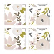 Modern Fall Floral Nudes and Neutrals - White Background - LARGE scale 