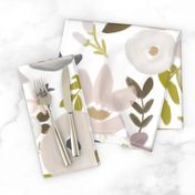 Modern Fall Floral Nudes and Neutrals - White Background - LARGE scale 