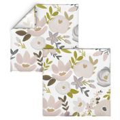 Modern Fall Floral Nudes and Neutrals - White Background - LARGE scale 