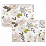 Modern Fall Floral Nudes and Neutrals - White Background - LARGE scale 