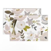 Modern Fall Floral Nudes and Neutrals - White Background - LARGE scale 