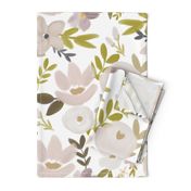 Modern Fall Floral Nudes and Neutrals - White Background - LARGE scale 