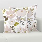 Modern Fall Floral Nudes and Neutrals - White Background - LARGE scale 