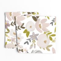 Modern Fall Floral Nudes and Neutrals - White Background - LARGE scale 