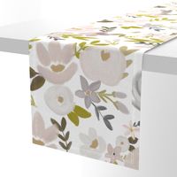 Modern Fall Floral Nudes and Neutrals - White Background - LARGE scale 