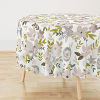 Modern Fall Floral Nudes and Neutrals - White Background - LARGE scale 