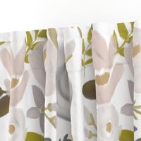 Modern Fall Floral Nudes and Neutrals - White Background - LARGE scale 