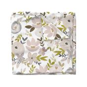 Modern Fall Floral Nudes and Neutrals - White Background - LARGE scale 