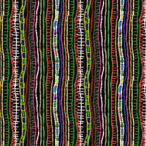 Multicolored Hand-drawn Stripes on black background