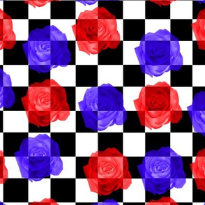 checkerboardredandblueroses