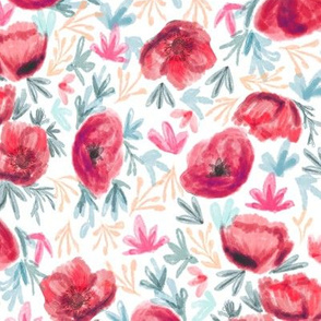 watercolor floral  - deep red, florals, floral, flower, bloom, fall, autumn, flowers - red