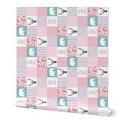 Dream Big Little Girl//Pink, Lavender, Turquoise - Wholecloth Cheater Quilt