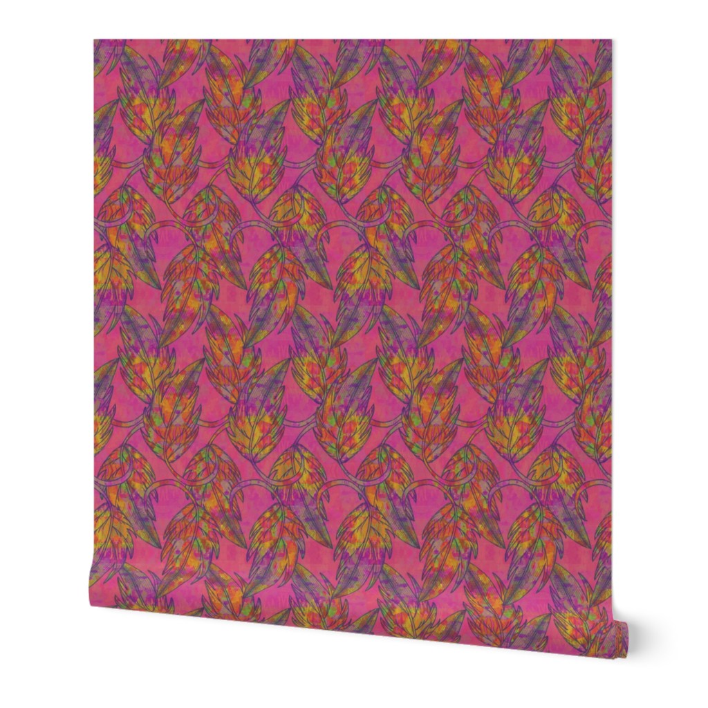 Falling leaves, Fuchsia, Large