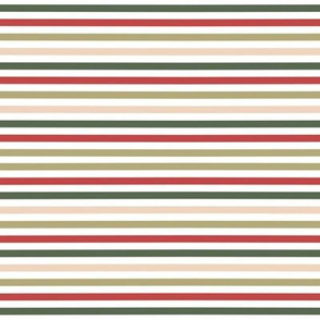 Christmas striped fabric, red, green, peach, and dark green