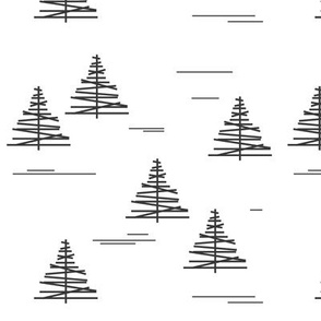 Christmas tree - geometric christmas tree, black and white