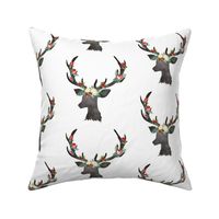 Christmas White Floral Deer 6.25"