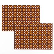 Retro 70s small dots motif brown yellow