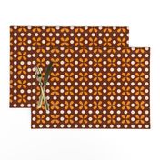 Retro 70s small dots motif brown yellow